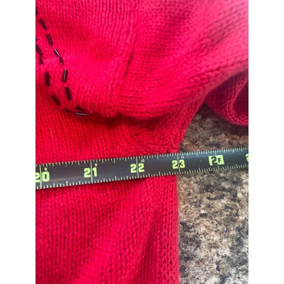 Red Beaded Snowflake Embellished Tunic Sweater Holiday Party - Picture 10 of 13